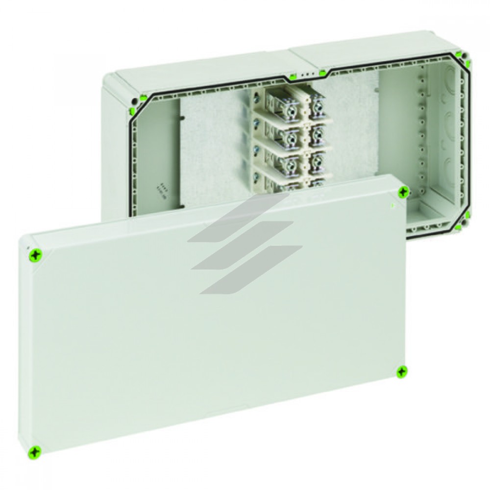 Розподільча коробка Aboх-i 2400-240² (640х320х179мм), полікарбонат, клема 4х240мм² (2х240², 2х185² або4х120² (AL/CU) на кожний полюс), 18 вводів (8-М20/М25, 2-М32/М40, 1хМ40/М50, бокові 4-М16, 3хМ40/М50), IP65, Spelsberg